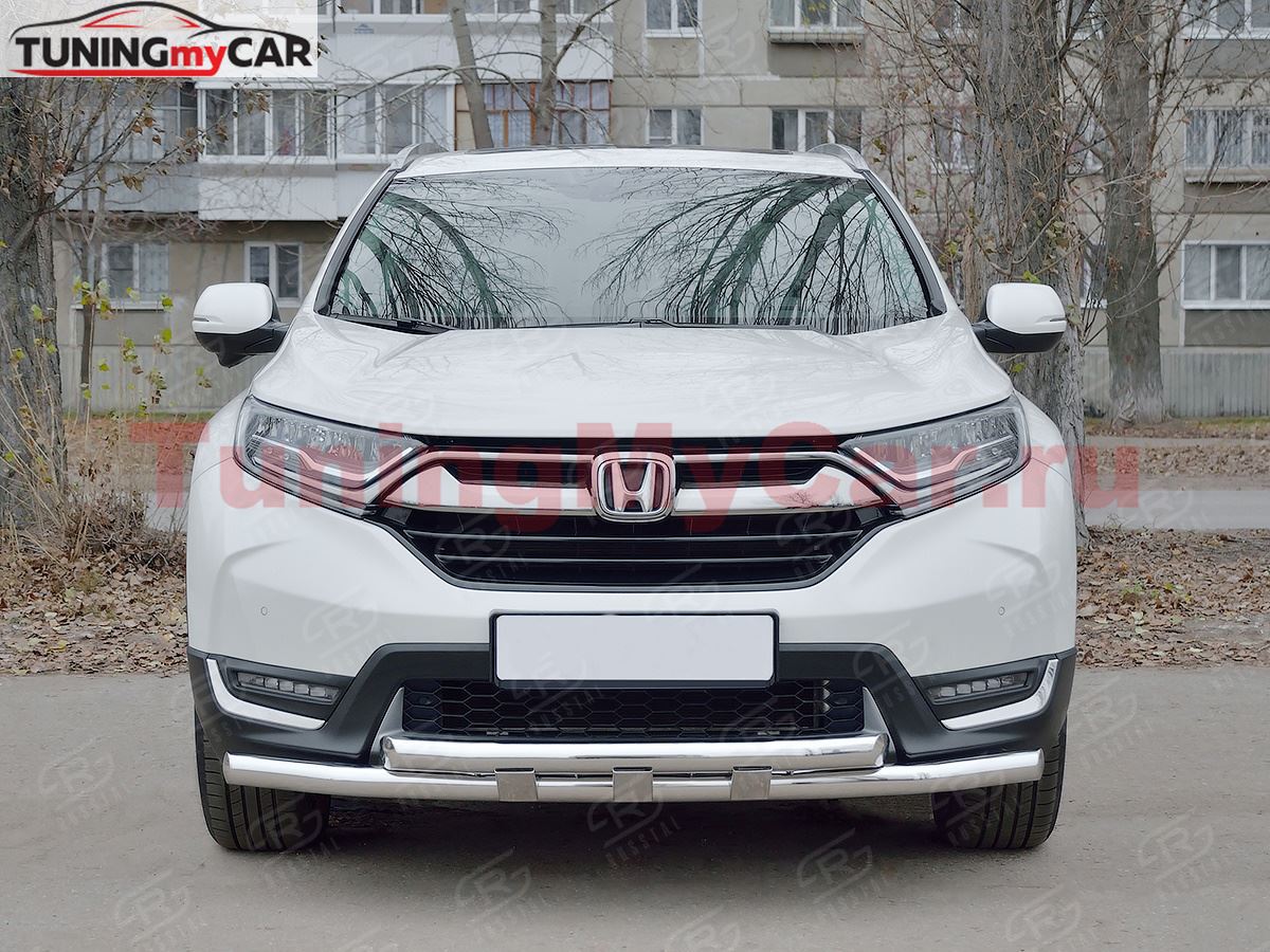 Защита переднего бампера d63 секции-d63 секции с декором для Honda CR-V 2017-2020